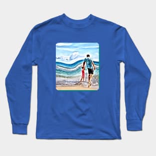 Father and child beach passive income make money Long Sleeve T-Shirt